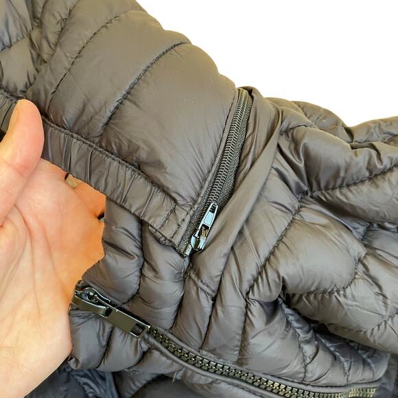 QLZ Girls Sz 12 Reversible Puffer Jacket Quilted Hooded Black / Tropical - Picture 6 of 16